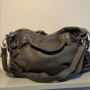 Deux Lux gray Leather Handbag